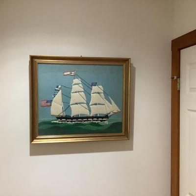 601 Vintage Original Nantucket Whaler Crewel Artwork/ Tapestry