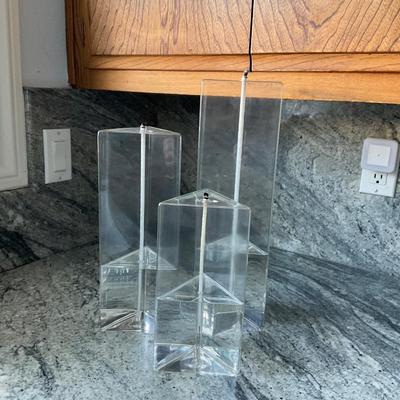 Glass Prism Oil Lamp Trio - Firelight Glass triangular blown glass wick and oil