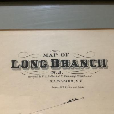 620 Framed Map of LONG BRANCH, NJ by W.J. Hubbard