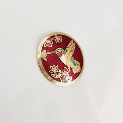 VINTAGE HUMMINGBIRD CLOISONNE GOLD TONED PIN