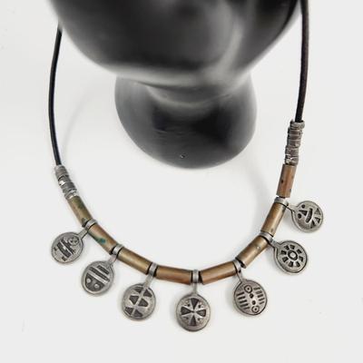 ALUSH JERUSALEM LEATHER & PEWTER NECKLACE