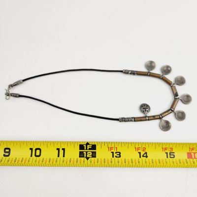ALUSH JERUSALEM LEATHER & PEWTER NECKLACE