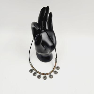 ALUSH JERUSALEM LEATHER & PEWTER NECKLACE
