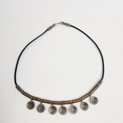 ALUSH JERUSALEM LEATHER & PEWTER NECKLACE