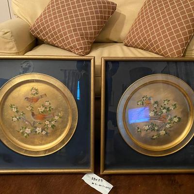 Pair Vintage Framed Trays