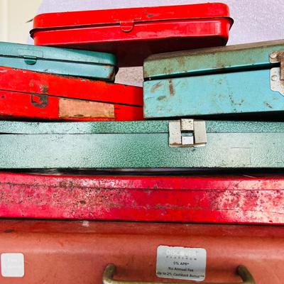 Small Metal Tool Boxes. (G-JM)