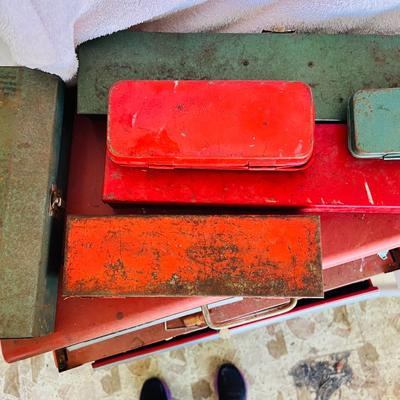 Small Metal Tool Boxes. (G-JM)