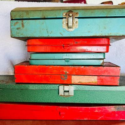 Small Metal Tool Boxes. (G-JM)