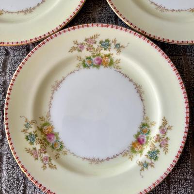 Set of 3 Vintage Hand Painted Floral Dessert China Plates by Meito 6.5" Inches
