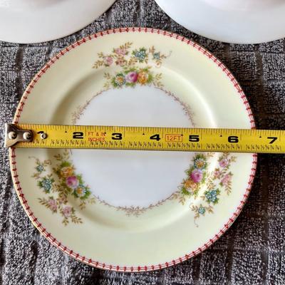 Set of 3 Vintage Hand Painted Floral Dessert China Plates by Meito 6.5" Inches