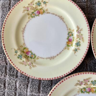 Set of 3 Vintage Hand Painted Floral Dessert China Plates by Meito 6.5" Inches