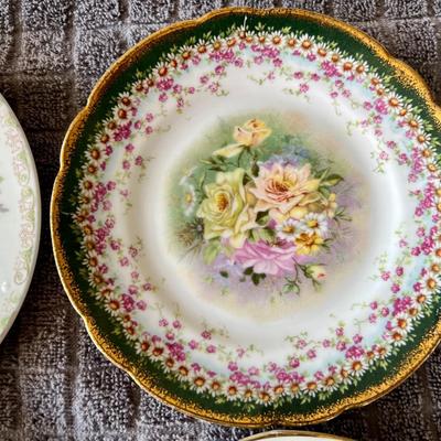 Lot of 6" Inch Vintage German, Austrian and Japanese Hand Painted Decorative Floral Plates