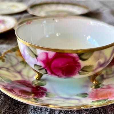 Lot of 6" Inch Vintage German, Austrian and Japanese Hand Painted Decorative Floral Plates