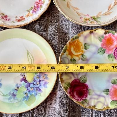 Lot of 6" Inch Vintage German, Austrian and Japanese Hand Painted Decorative Floral Plates