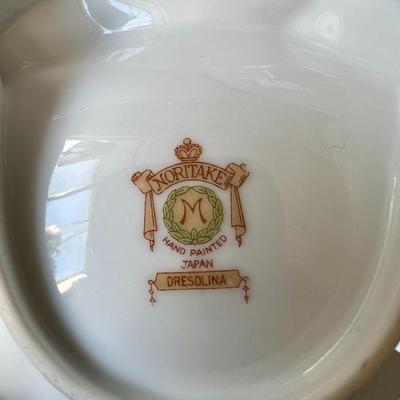 Vintage Noritake Dresdlina Gold Trim 3 Part Porcelain Tray Serving Dish