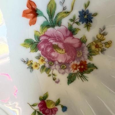 Vintage Noritake Dresdlina Gold Trim 3 Part Porcelain Tray Serving Dish