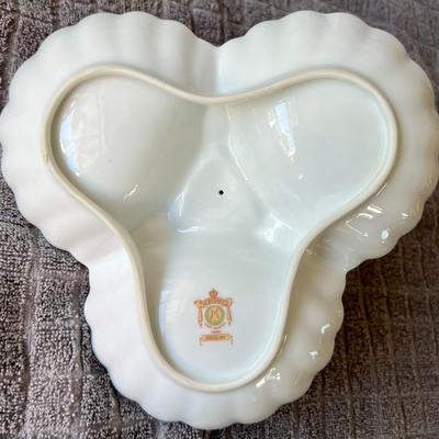 Vintage Noritake Dresdlina Gold Trim 3 Part Porcelain Tray Serving Dish