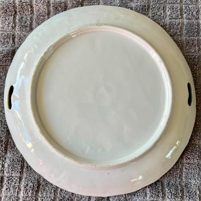 Vintage German Gold Gilt Pink Roses Decorative Porcelain Dish 9.5" Inches