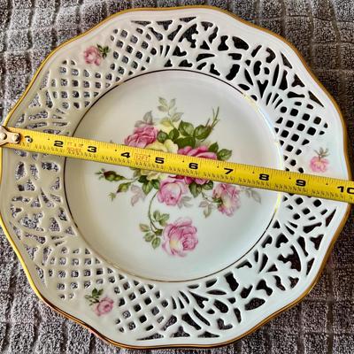 Vintage German Shumann Arzberg Golden Crown E & R Wild Rose Porcelain Decorative Plate 10" Inches