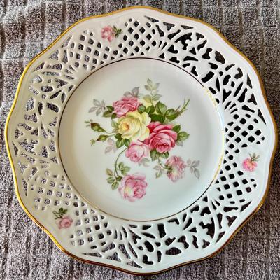 Vintage German Shumann Arzberg Golden Crown E & R Wild Rose Porcelain Decorative Plate 10" Inches