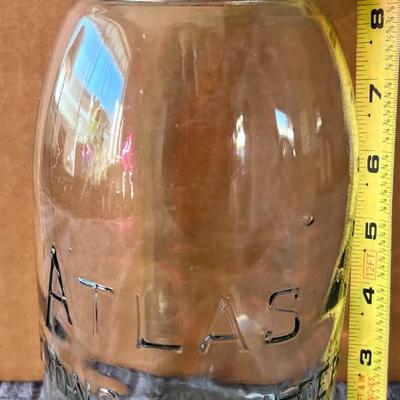 Antique Atlas Strong Shoulder 64oz Ounce Clear Glass Mason Jar 9.5