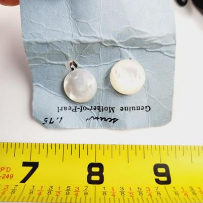 VINTAGE HANDCARVED IN BETHLEHEM MOTHER OF PEARL EARRINGS