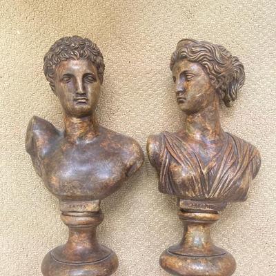 Pair of ceramic Italian Bust and 12â€diameter globe