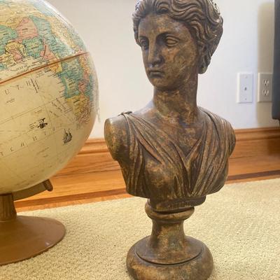 Pair of ceramic Italian Bust and 12â€diameter globe