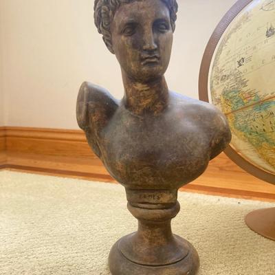 Pair of ceramic Italian Bust and 12â€diameter globe