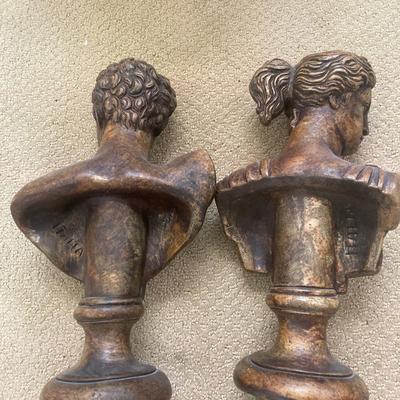 Pair of ceramic Italian Bust and 12â€diameter globe