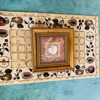 Gold-Framed Floral Print and Rug (LR-JM)