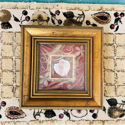 Gold-Framed Floral Print and Rug (LR-JM)