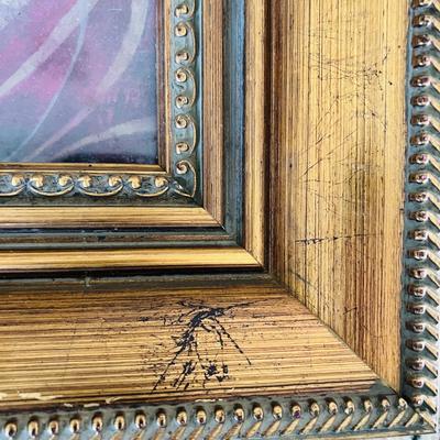 Gold-Framed Floral Print and Rug (LR-JM)