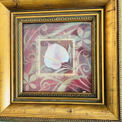 Gold-Framed Floral Print and Rug (LR-JM)