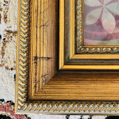 Gold-Framed Floral Print and Rug (LR-JM)