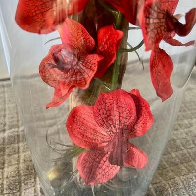 Faux Orchid Plant Bedded in Clear Resin in Glass Tower 20