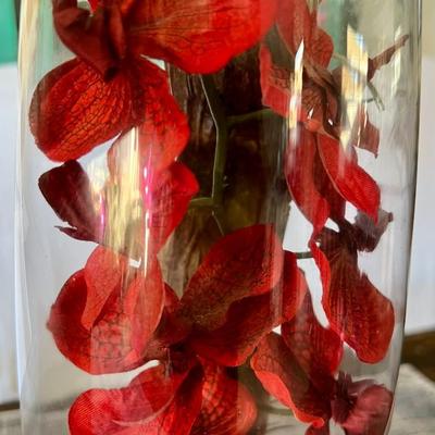 Faux Orchid Plant Bedded in Clear Resin in Glass Tower 20