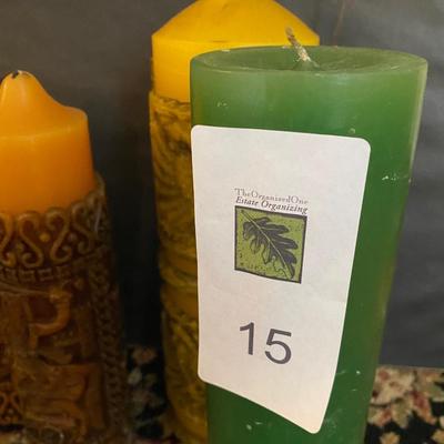 Lot of assorted candles and candlesticks