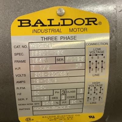 Baldor Industrial Motor Three Phase Cat. No. V3219T 7 1/2HP 3400RPM no box