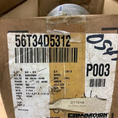 Marathon General Purpose Motor Cat. P003 Phase 3 3/4HP NIB