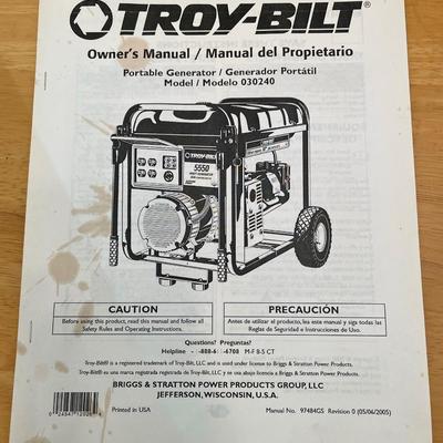 Troy Bilt Briggs & Stratton 5550 Watt Generator