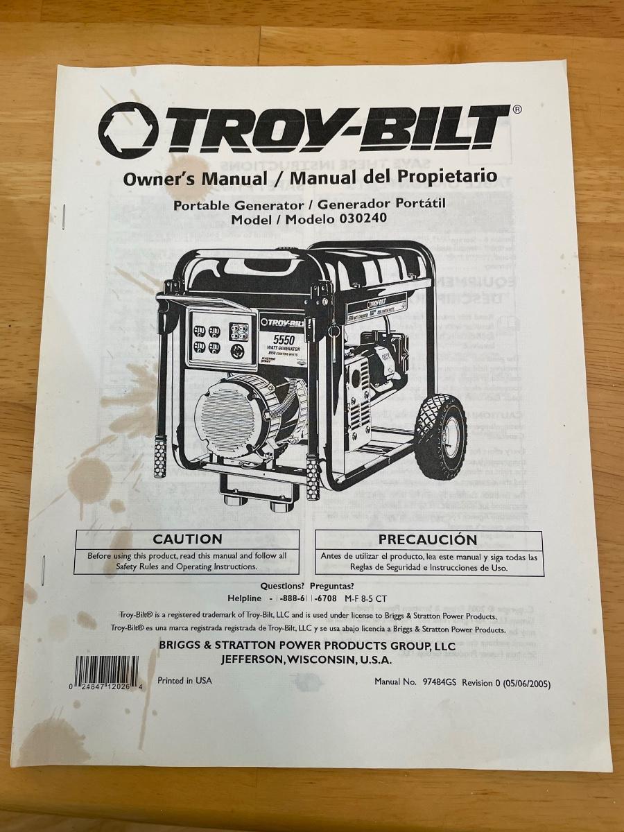 Troy Bilt Briggs & Stratton 5550 Watt Generator