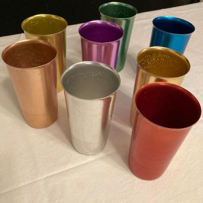 Set of 6 retro colored aluminum glasses