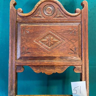Vintage Carved Chair w/Leather Seat