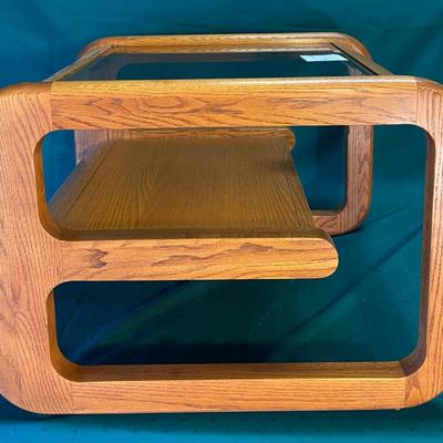 Mid Century Modern End Table w/ Smoked Glass