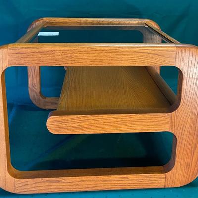 Mid Century Modern End Table w/ Smoked Glass