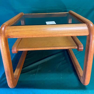 Mid Century Modern End Table w/ Smoked Glass