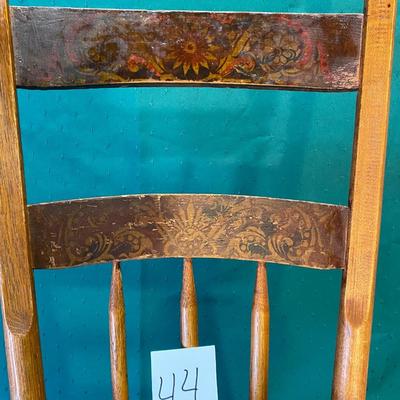 Antique Plank Chair w/Floral Details