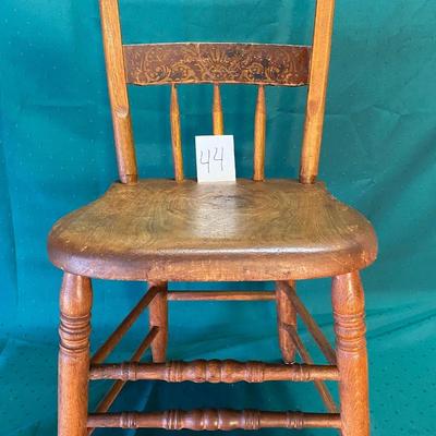 Antique Plank Chair w/Floral Details