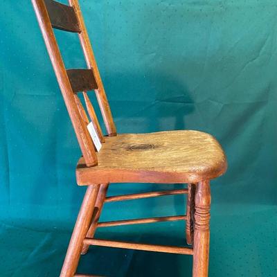 Antique Plank Chair w/Floral Details